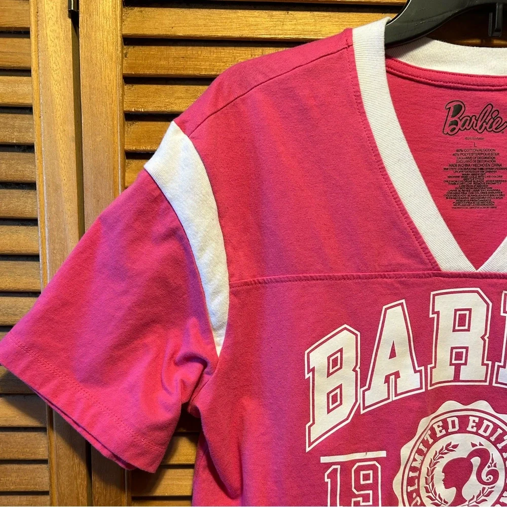 Mattel Barbie Pink V-Neck Cropped Top - Picture 5 of 12